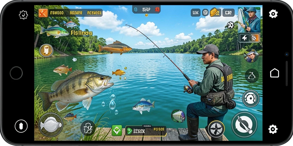 Gameplay memancing di 55RP yang menegangkan dan menarik.