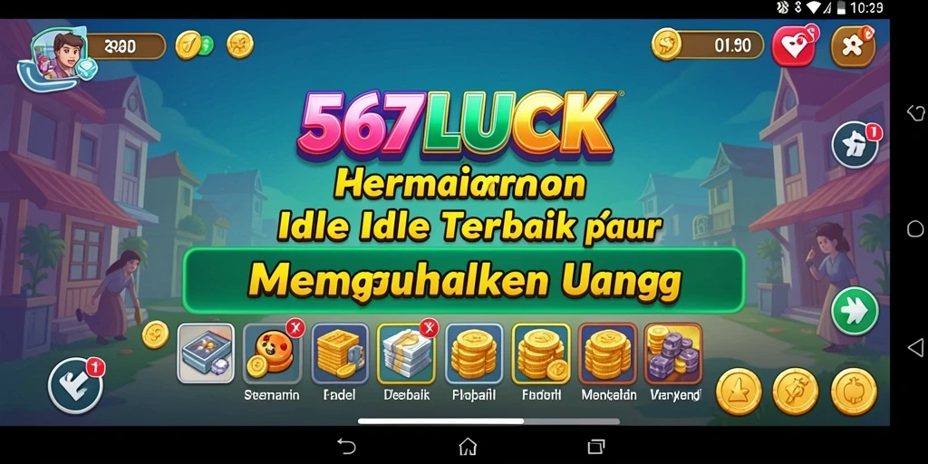 Screenshot aktivitas gameplay <strong>567LUCK</strong> yang menunjukkan karakter menghasilkan uang.