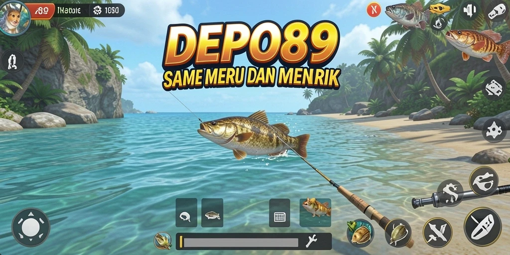 Tampilan gameplay DEPO89 dengan aktivitas memancing yang menyenangkan.