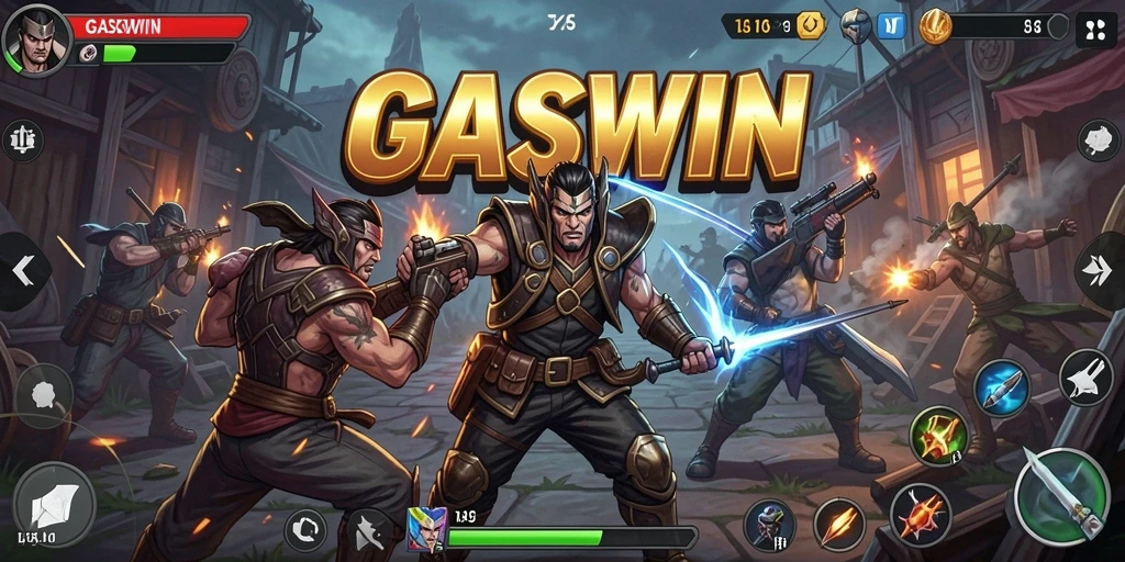 Menampilkan duel seru antara karakter dalam <strong>GASWIN</strong>.