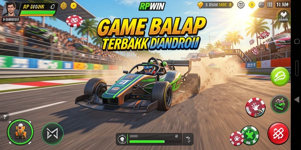Gameplay RPWIN yang mendebarkan dengan balapan mobil.